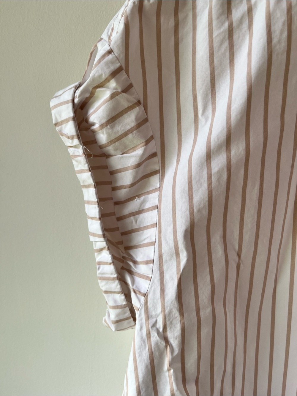 FRAME Sheila Striped Button-Front Short Sleeve Top - Cream & Tan - Medium - Picture 6 of 10